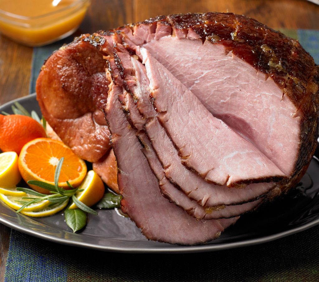 Grlled or roasted diamond-back ham.
